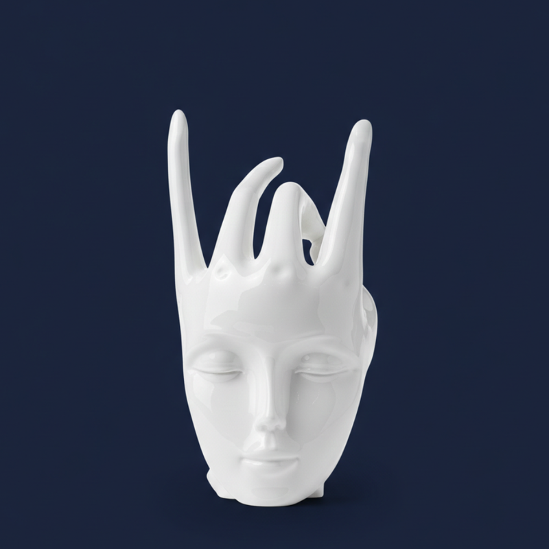 Modern White Abstract Face Hand Showpiece
