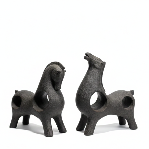 Modern Abstract Horse Showpiece Set in Black