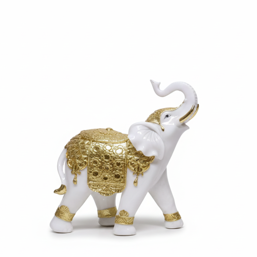 White & Gold Elephant Showpiece