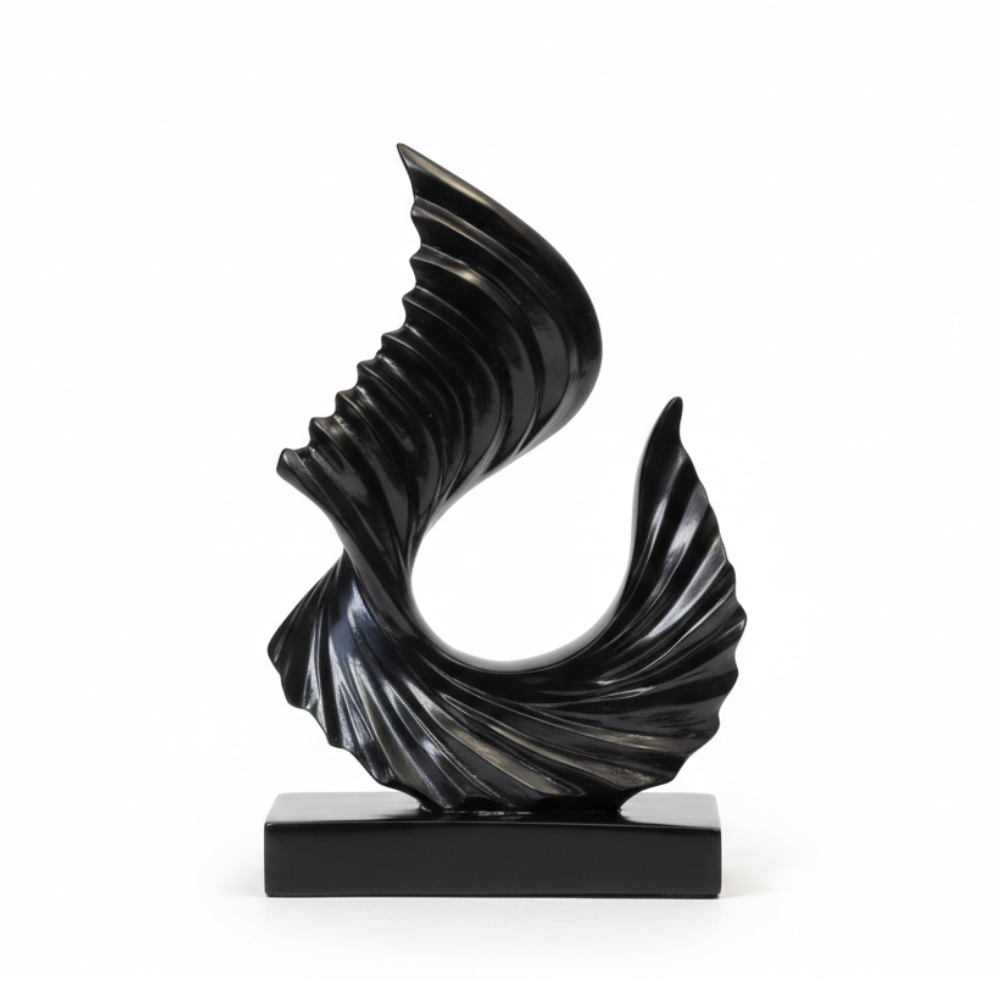 Abstract Black Wave Sculpture