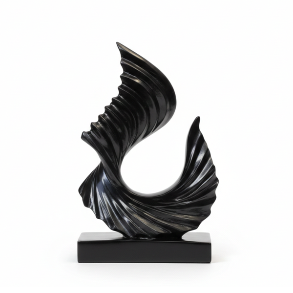 Abstract Black Wave Sculpture