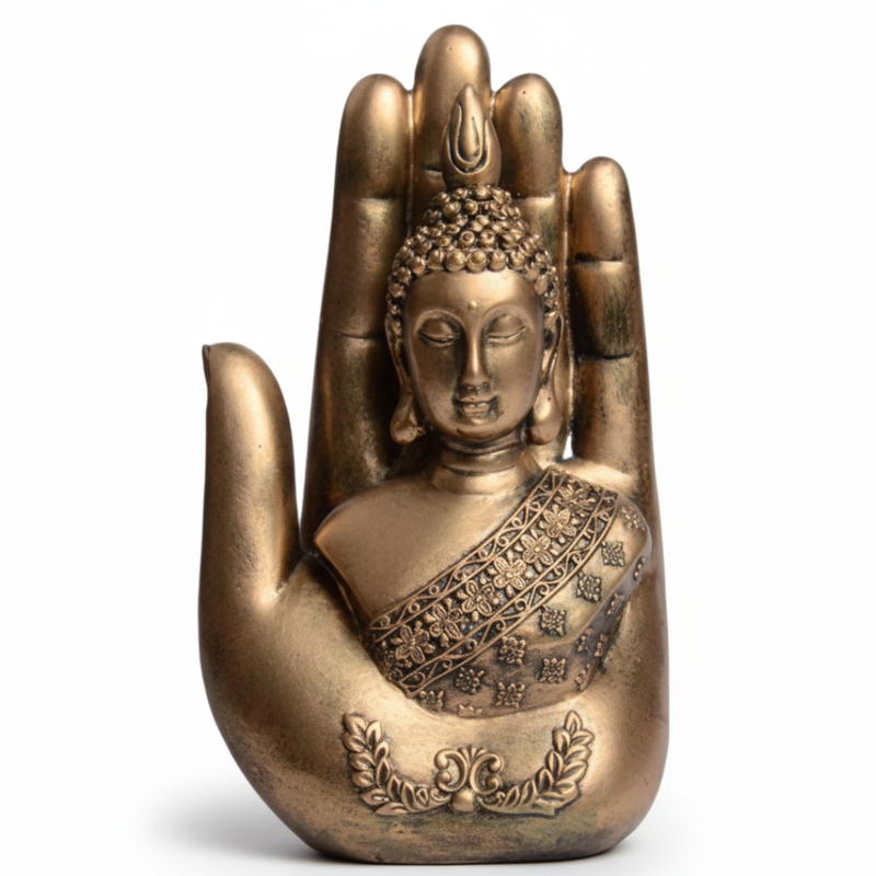 Antique Gold Buddha in Blessing Hand Showpiece