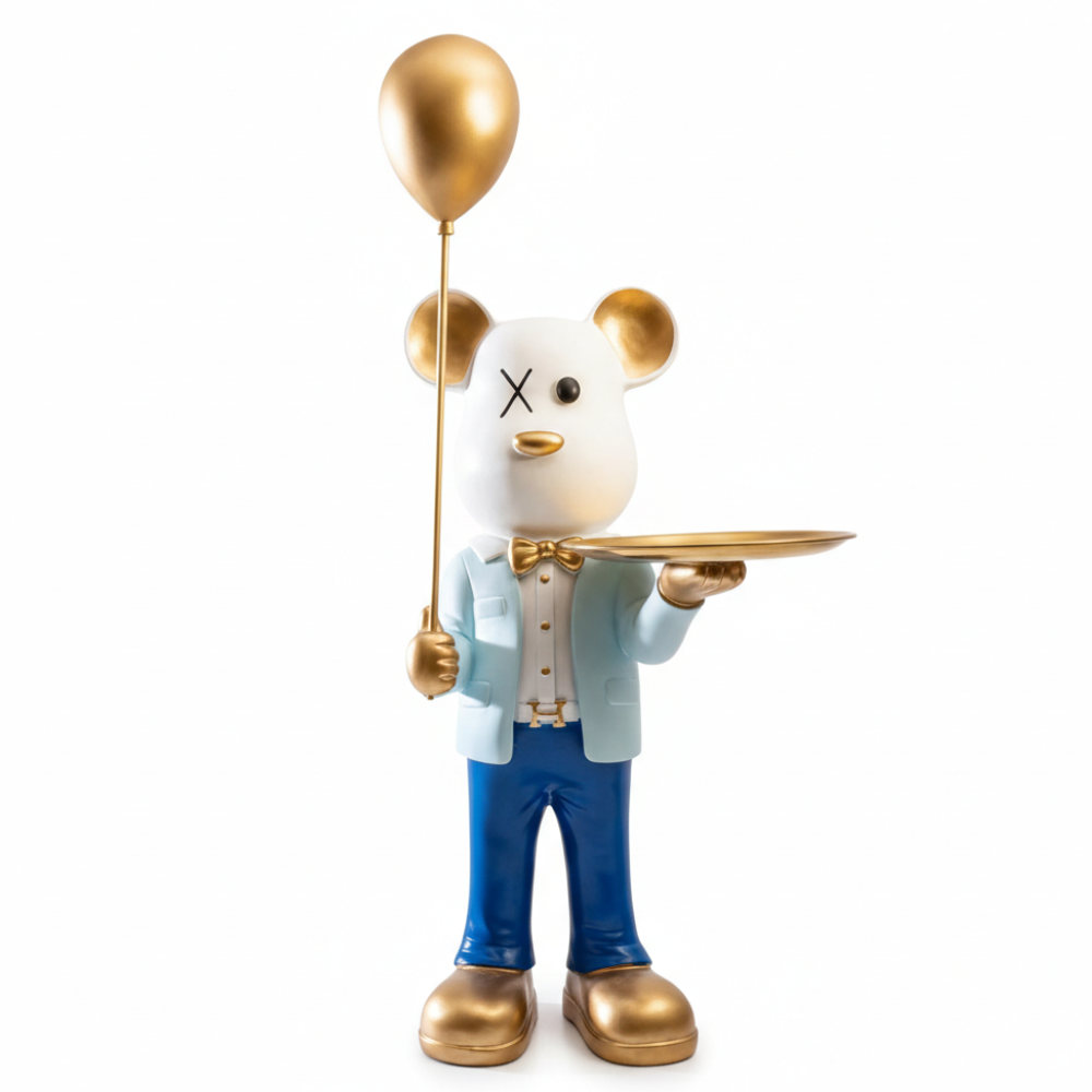 Bear Showpiece with Balloon & Tray