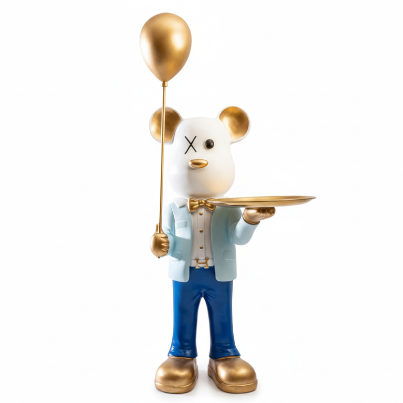 Bear Showpiece with Balloon & Tray