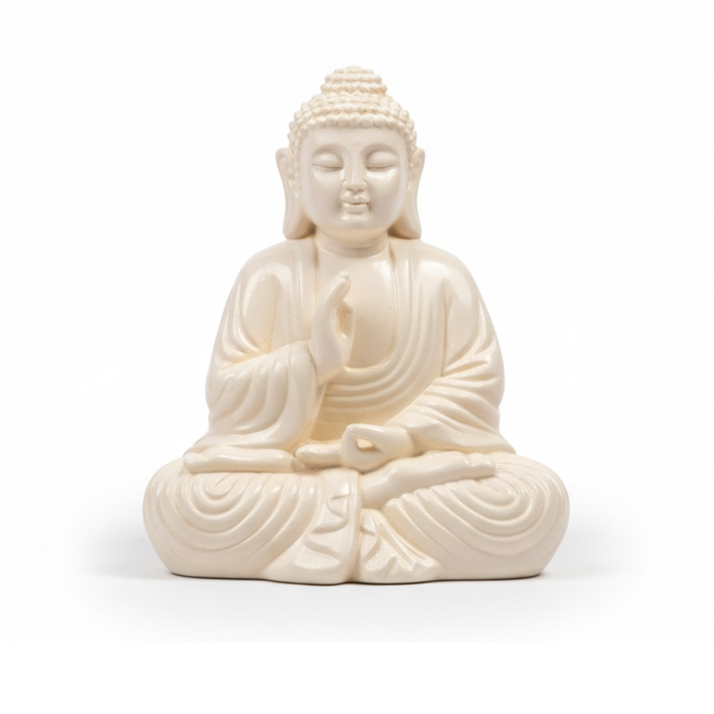 Minimalist Cream Resin Buddha Idol