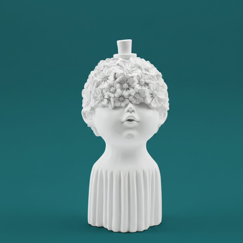White Floral Face Sculpture