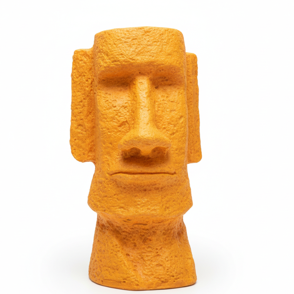 Yellow Moai Head Stone Finish Decorative Showpiece
