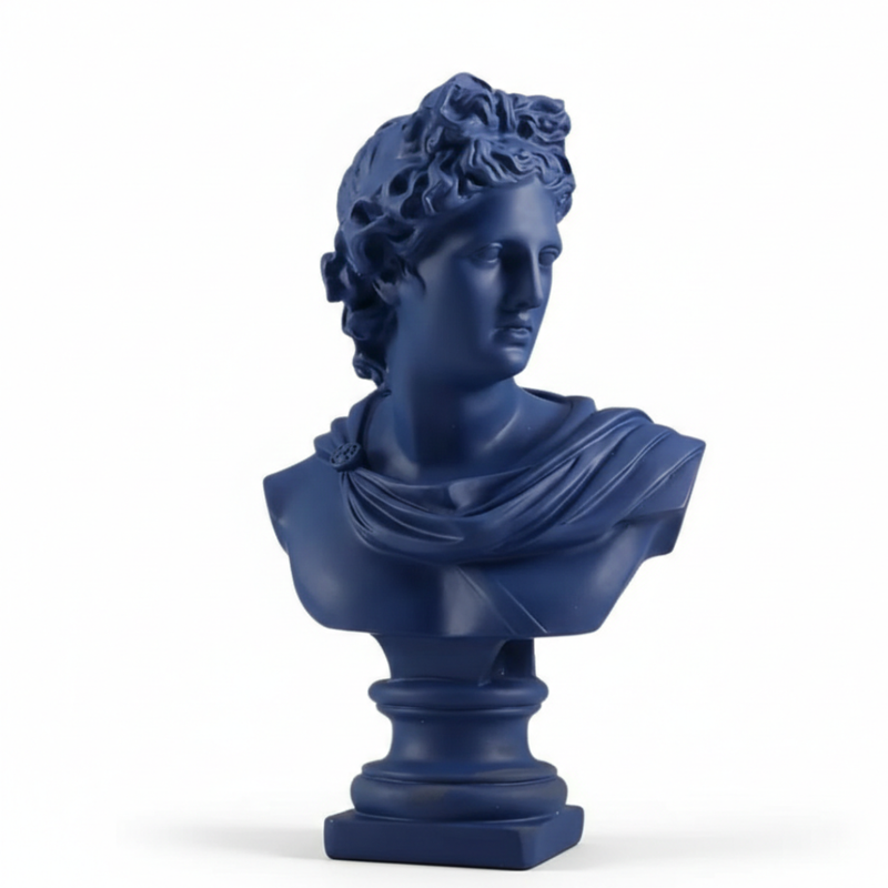 Vibrant Matte Blue Greek God Statue