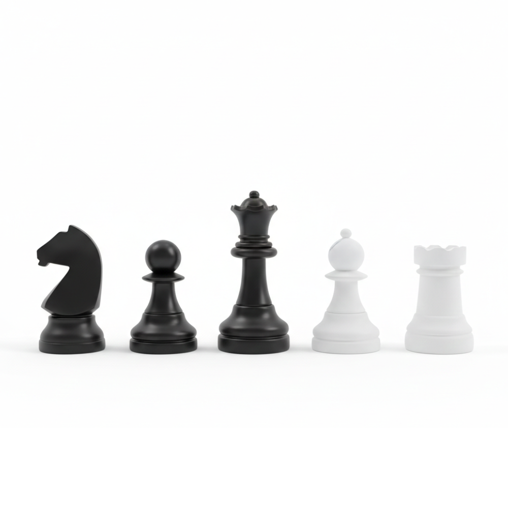 Premium Black & White Chess Pieces Showpiece