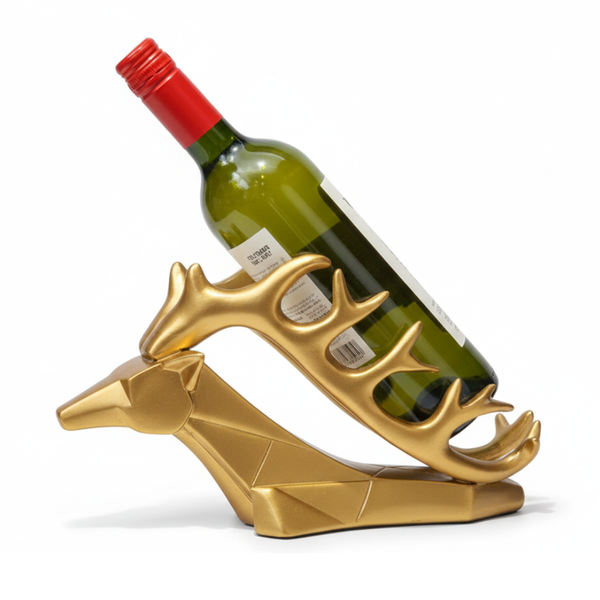 Golden Deer Wine Bottle Holder Showpiece