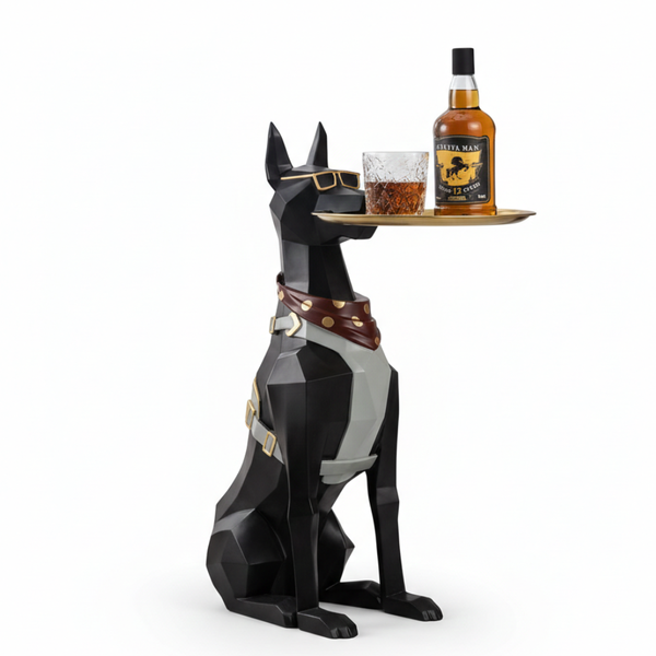 Geometric Doberman Butler Tray Statue