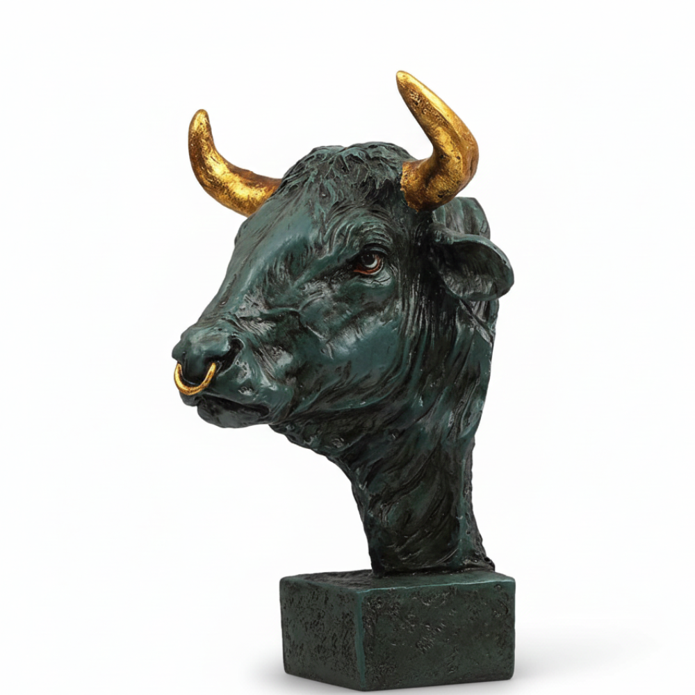 Powerful Bull Head Sculpture