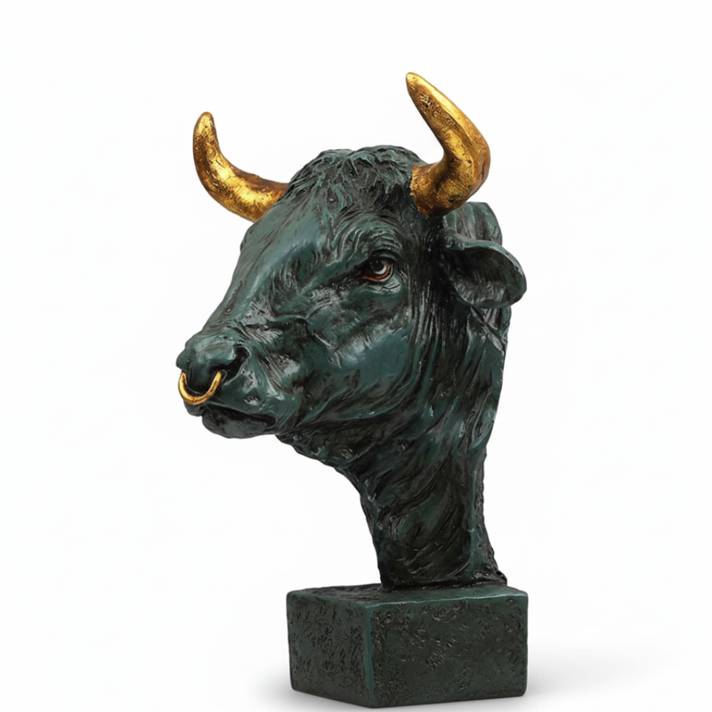 Powerful Bull Head Sculpture