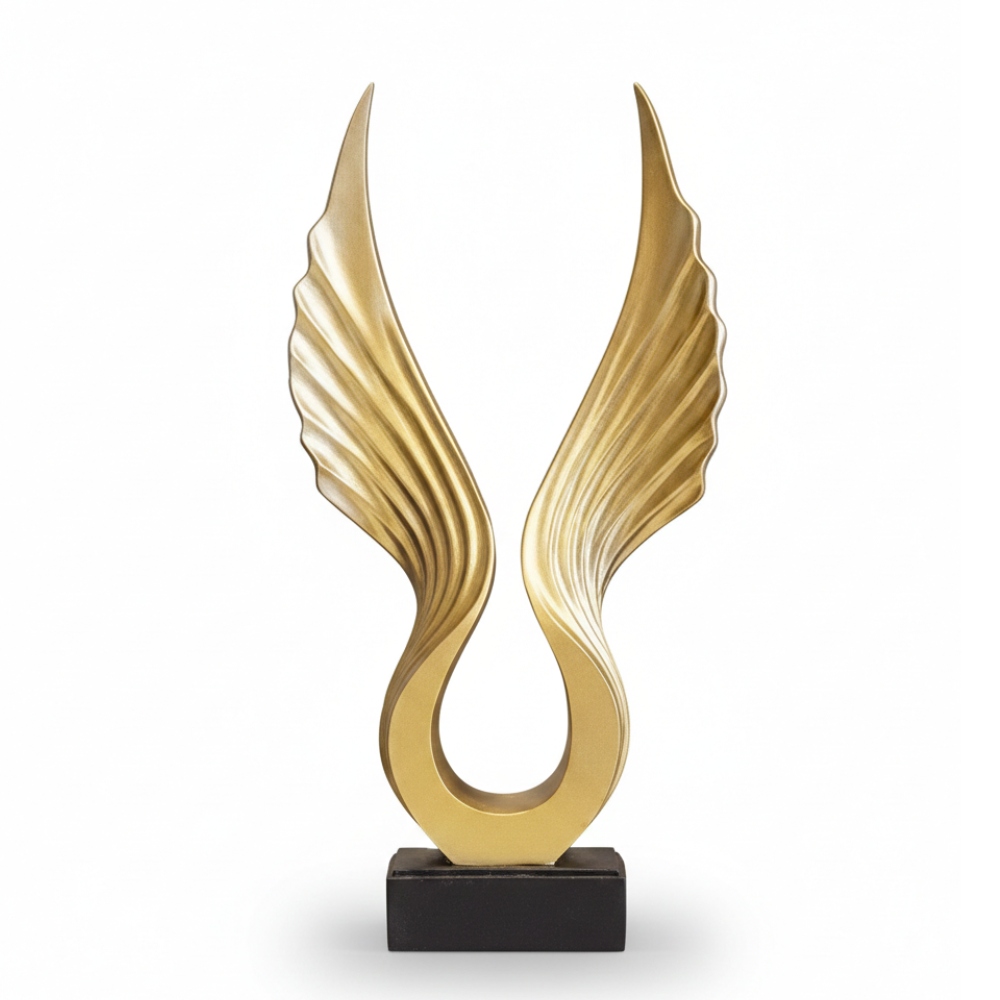 Golden Wings of Elegance Resin Sculpture
