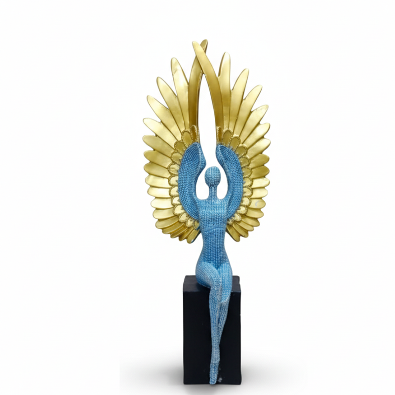 Celestial Angel Sculpture with Golden Wings