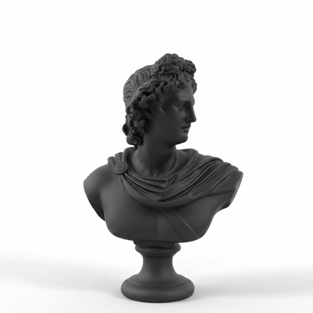 Matte Black Classical Bust Sculpture