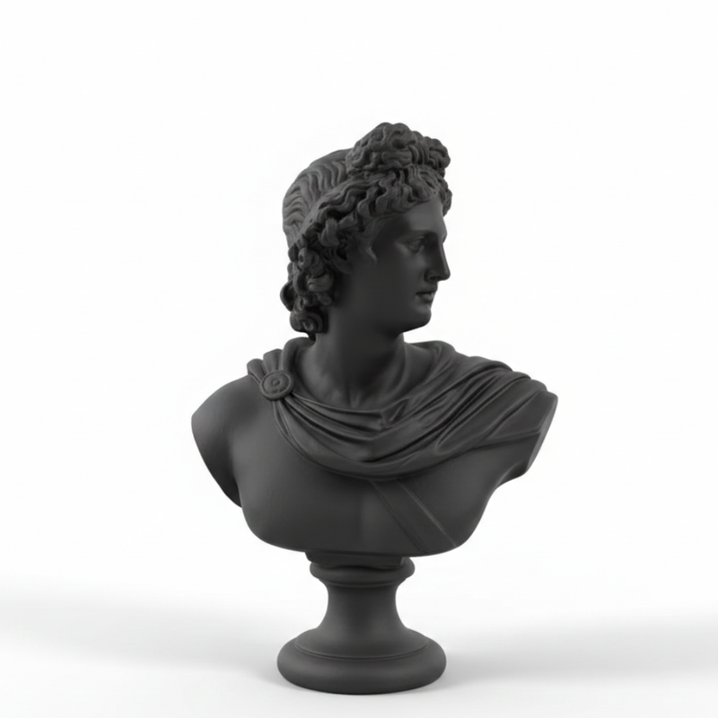 Matte Black Classical Bust Sculpture