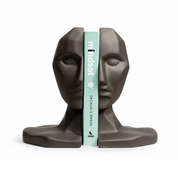 Abstract Human Face Bookends Sculpture