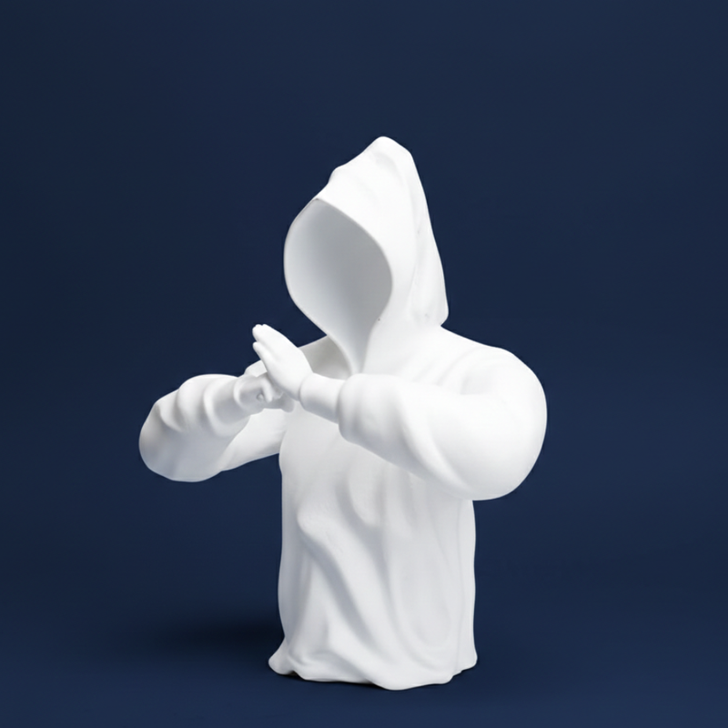 White Mystic Hooded Guardian Statue