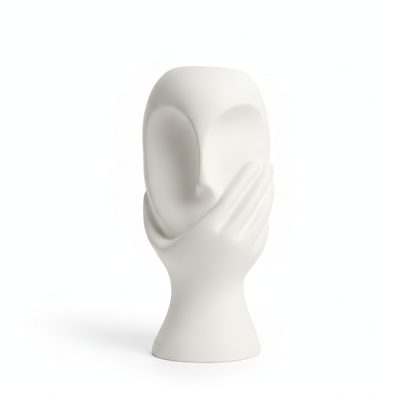Abstract White Face Vase