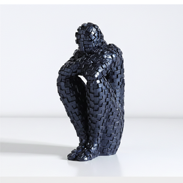 Abstract Black Thinking Human Figure Sculpture