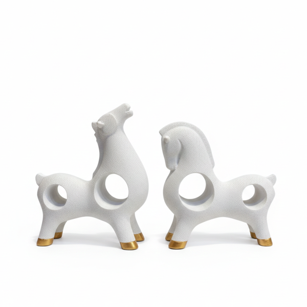 Modern White Abstract Horse Showpiece