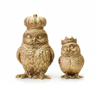 Golden Royal Owl Family Statues