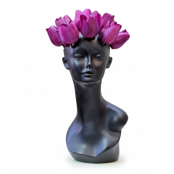 Black Goddess Face Flower Vase