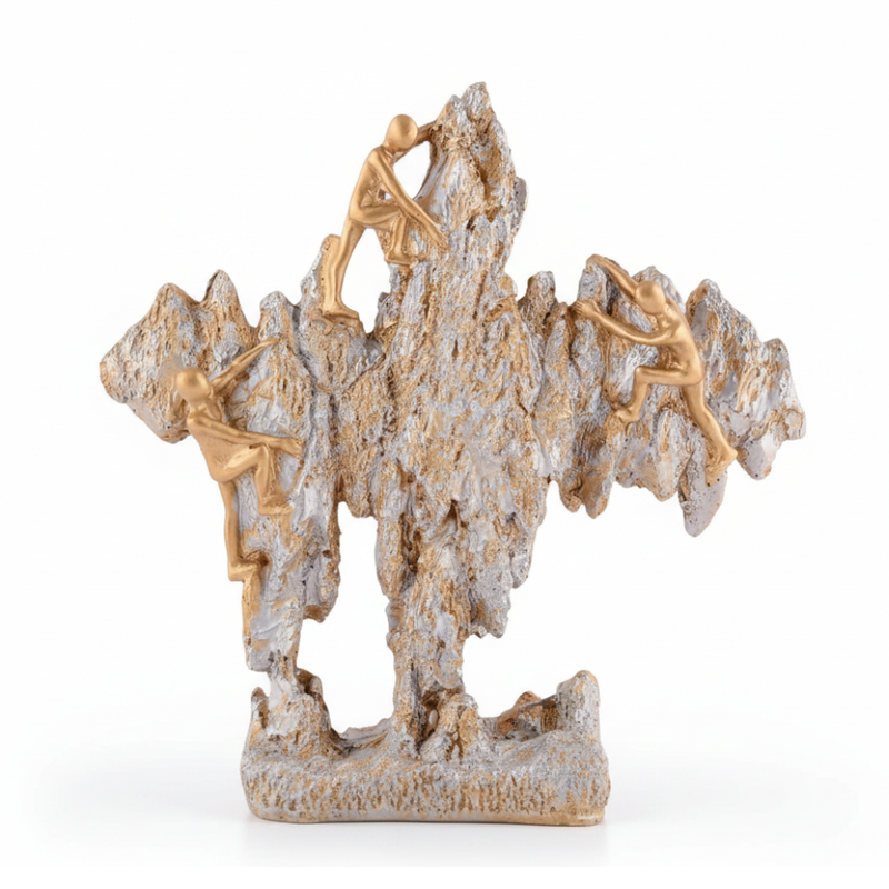 Modern White & Silver Abstract Mountain Figurine