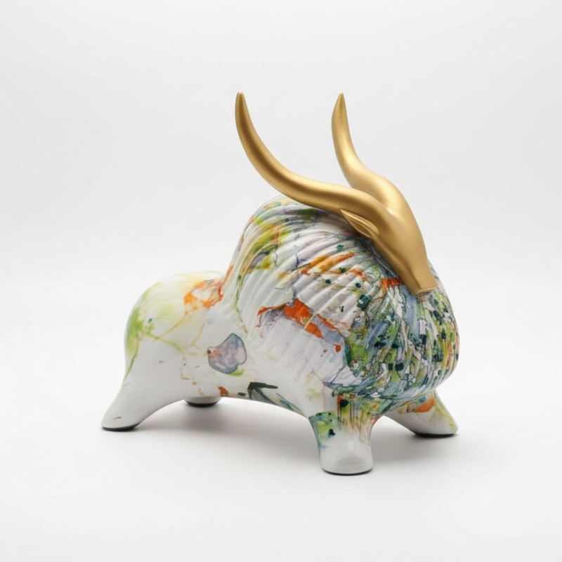 Multicolor Abstract Bull Sculpture