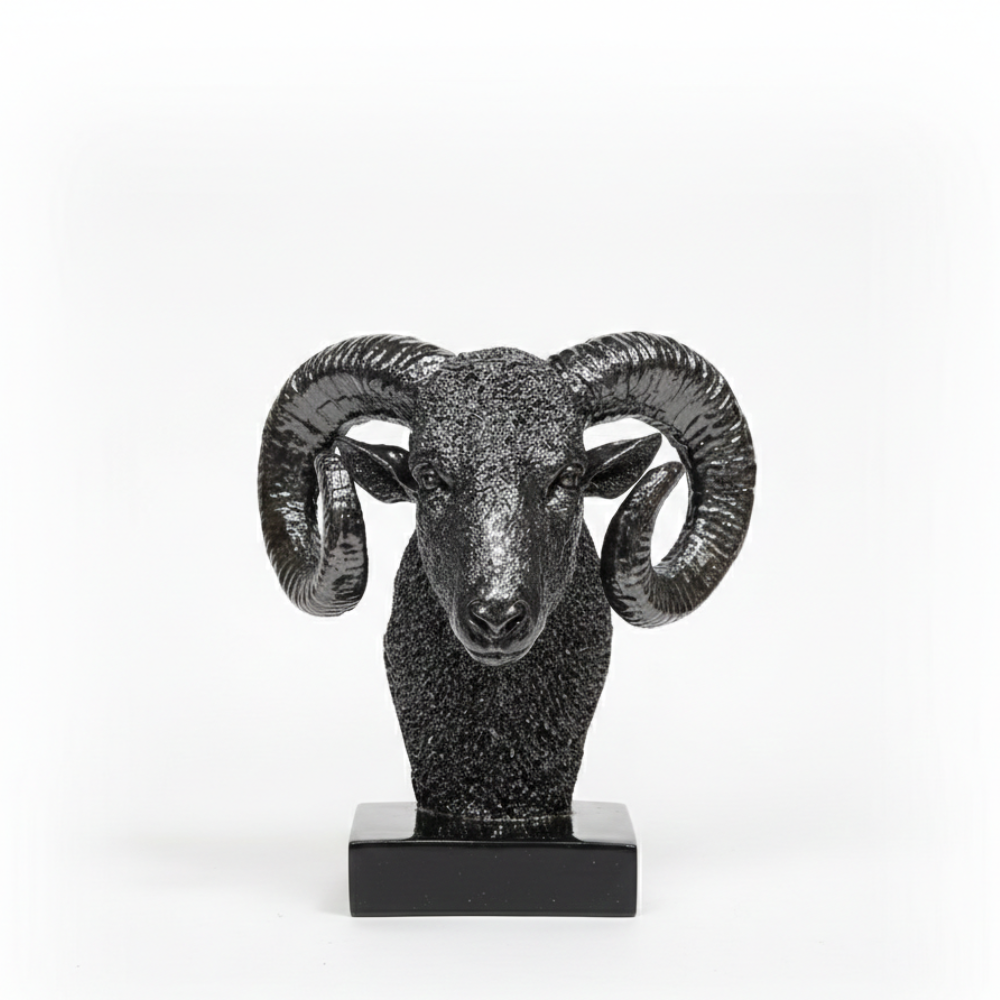 Black Ram Head Sculpture