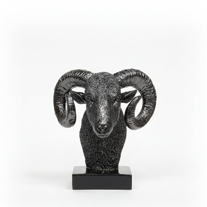Black Ram Head Sculpture
