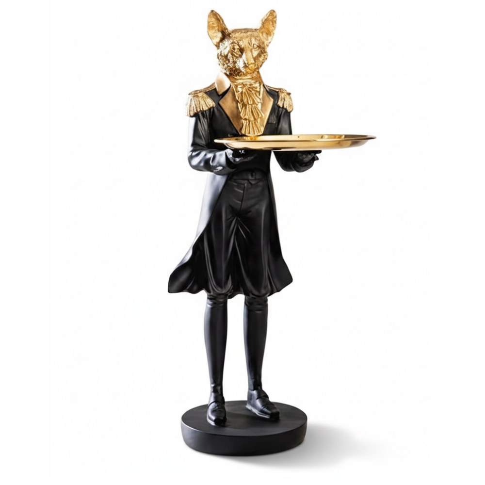 Royal Fox Butler Tray Statue