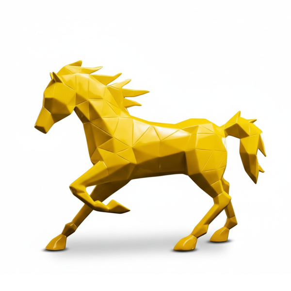 Yellow Geometric Horse Decorative Showpiece