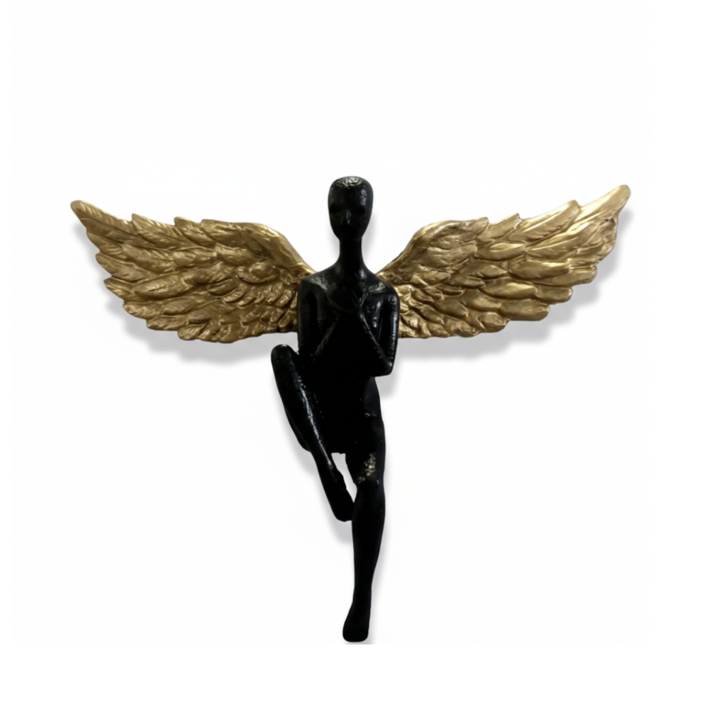 Black & Gold Winged Angel Wall Décor Sculpture