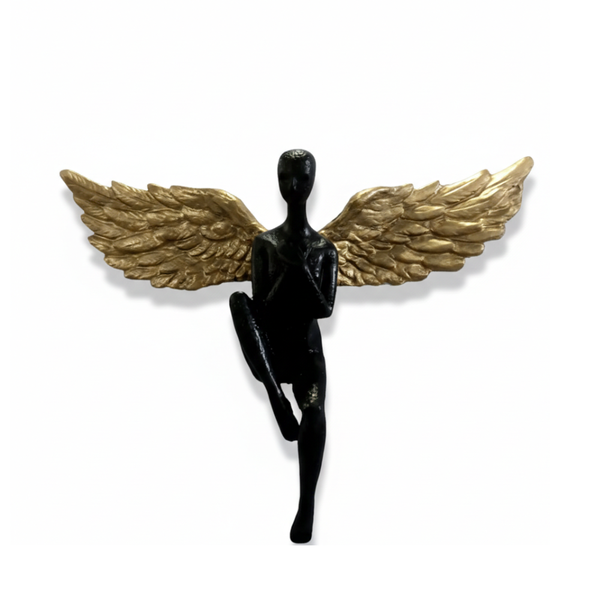Black & Gold Winged Angel Wall Décor Sculpture