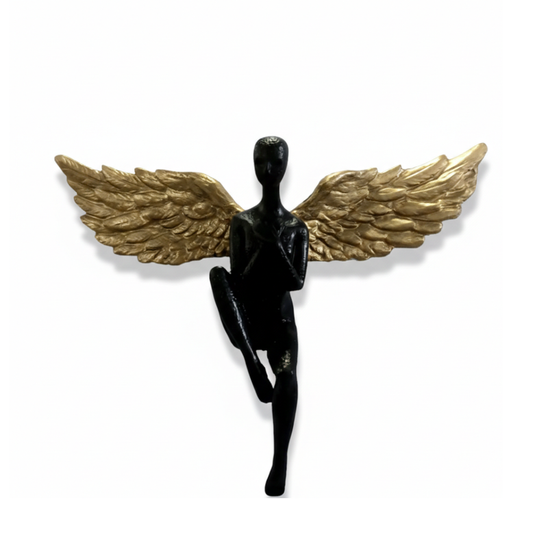 Black & Gold Winged Angel Wall Décor Sculpture