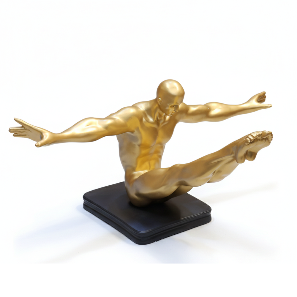 Golden Abstract Human Balance Sculpture