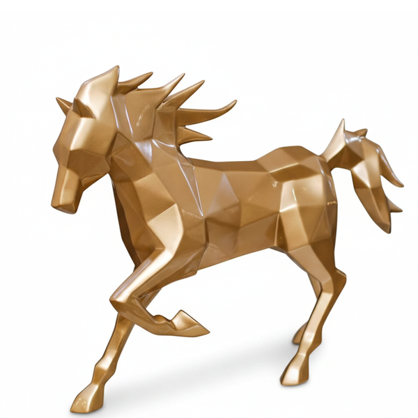 Golden Geometric Horse Decorative Showpiece