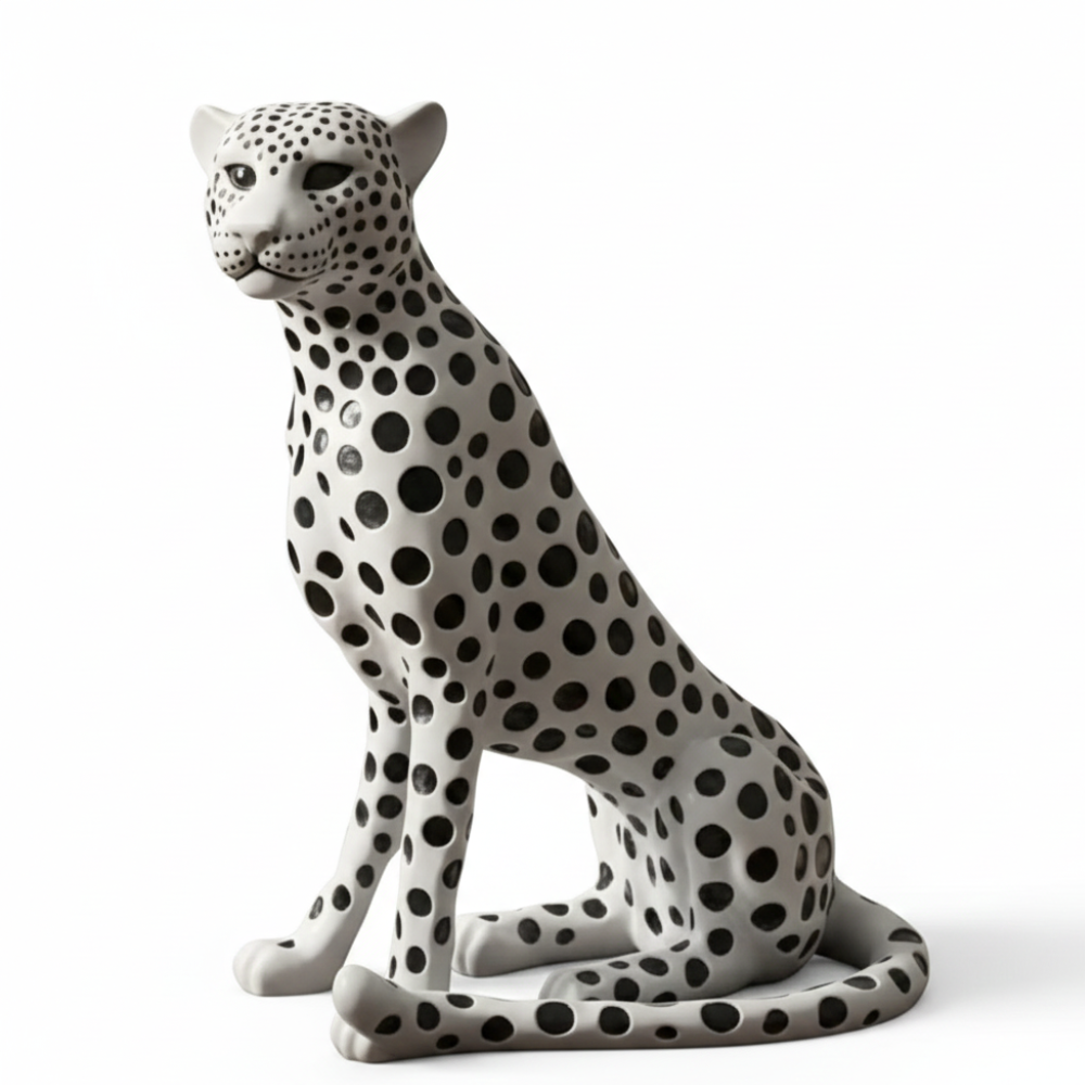 Elegant Black & White Leopard Showpiece
