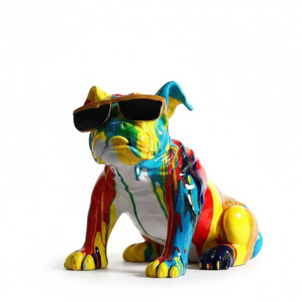 Colorful Pop Art Bulldog Figurine