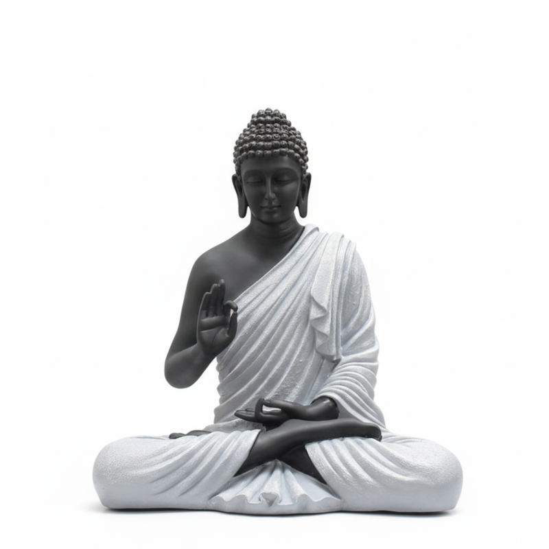 Black & White Meditation Buddha Statue