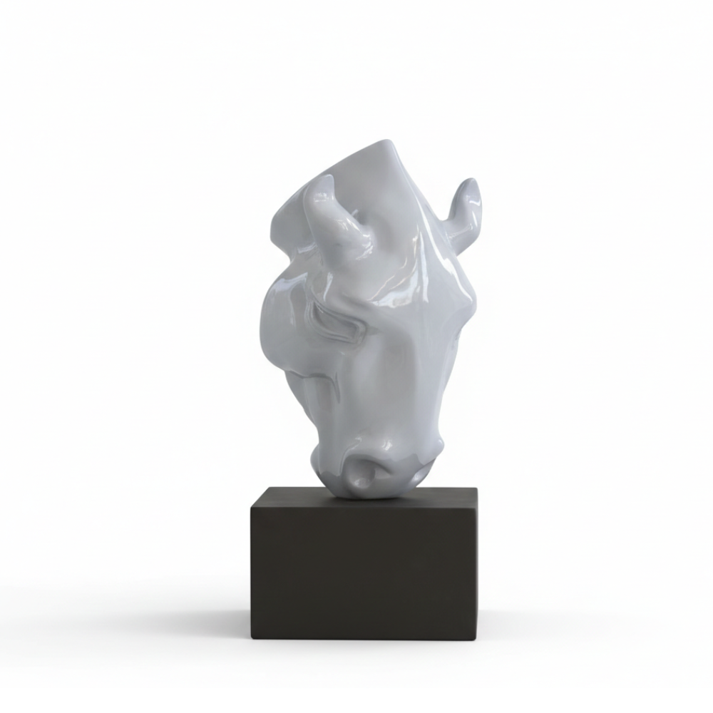 Sleek White Abstract Horse Head Sculpture