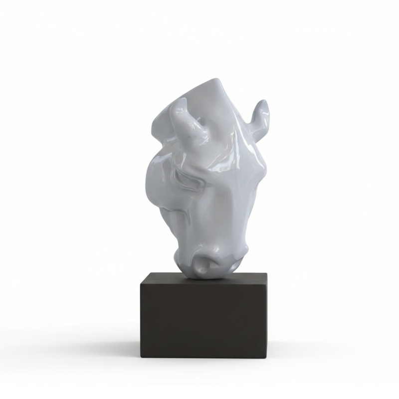 Sleek White Abstract Horse Head Sculpture