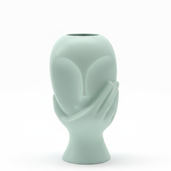 Sage Green Abstract Face Vase