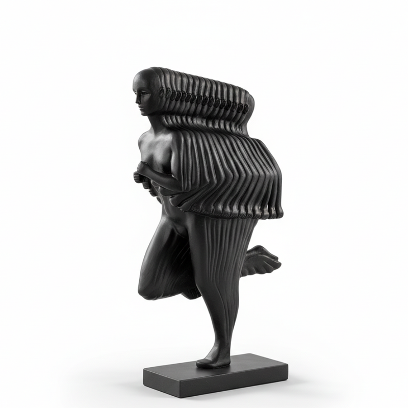 Modern Black Abstract Human Sculpture