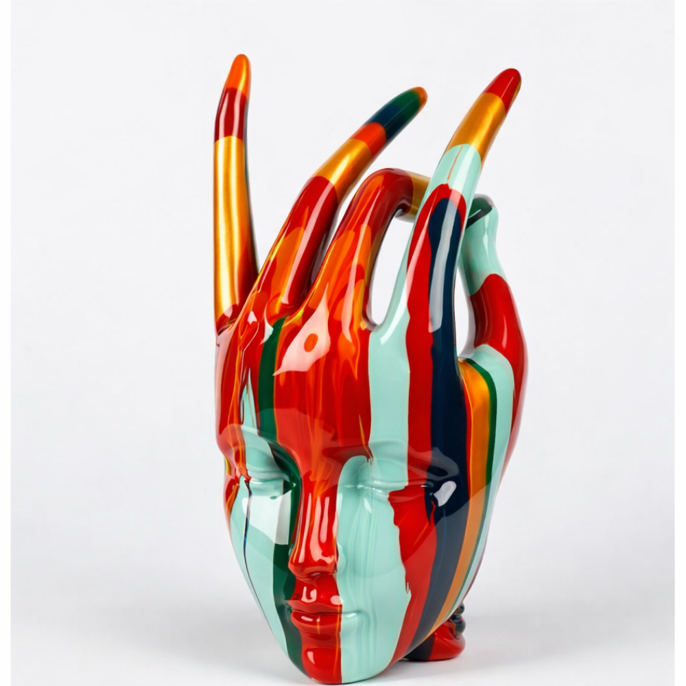 Modern Abstract Multicolor Face Sculpture