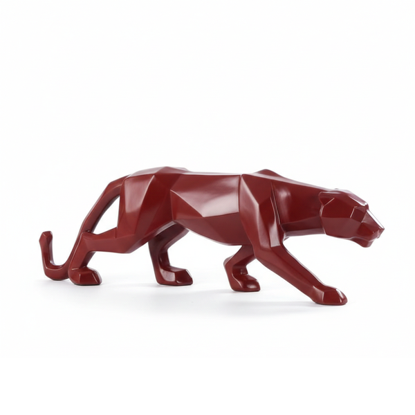 Geometric Red Panther Sculpture