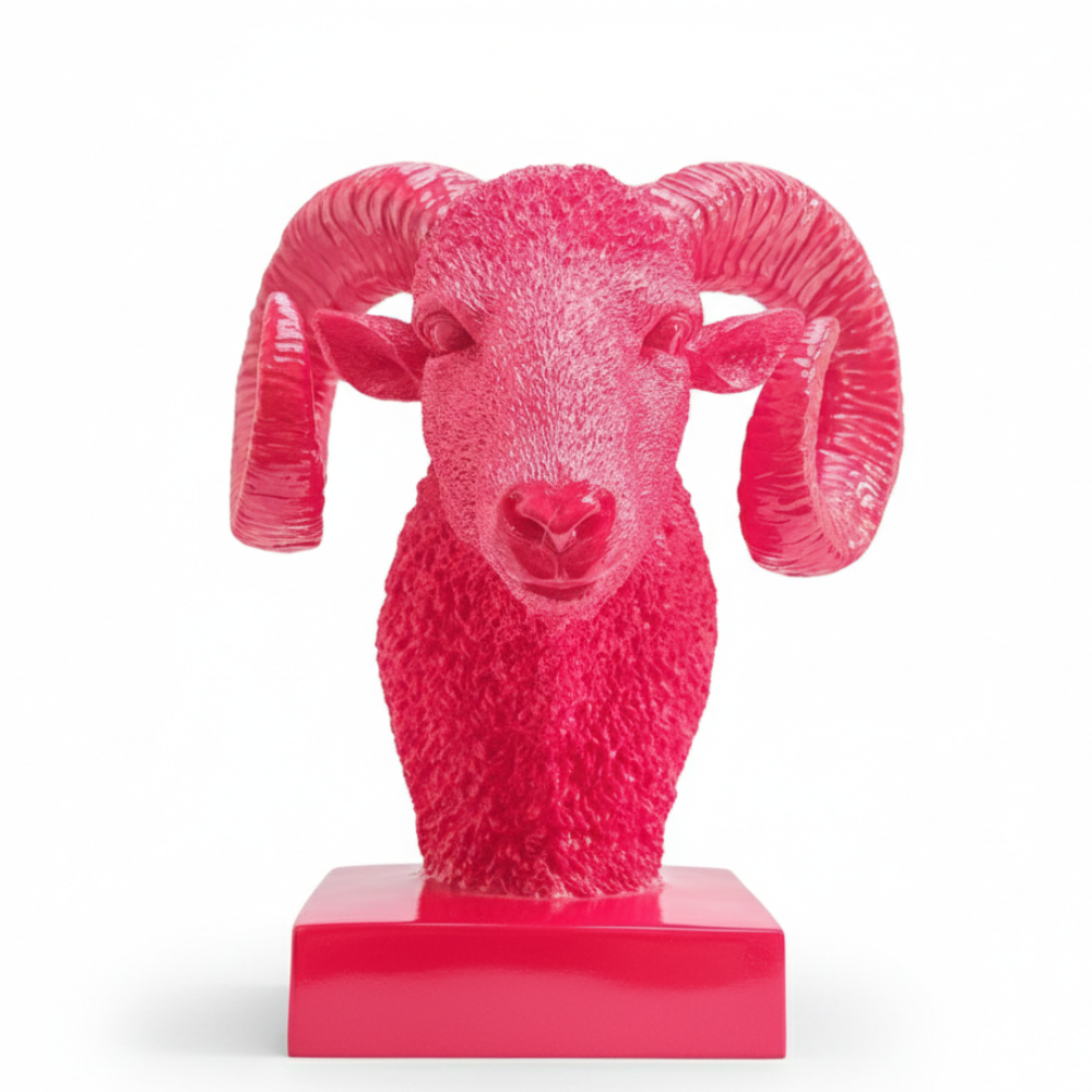 Red Ram Head Sculpture