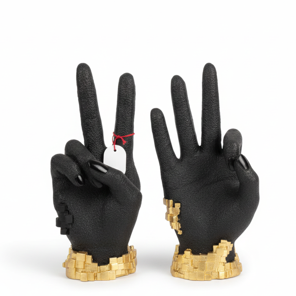 Artistic Black & Gold Hand Gesture Showpiece